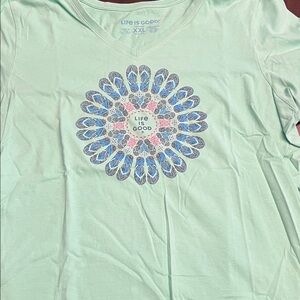 Life Is Good Women's Light Green Mandala Tee